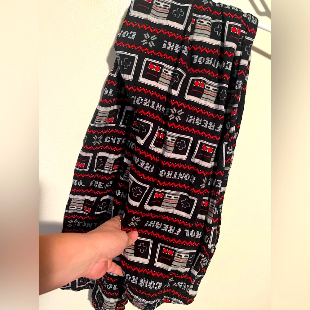 Nintendo Red And Black Controller Pajama Bottoms